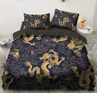 3D Chinese Dragon Bed Pillowcases Quilt Duvet Cover Set Single Double Queen King