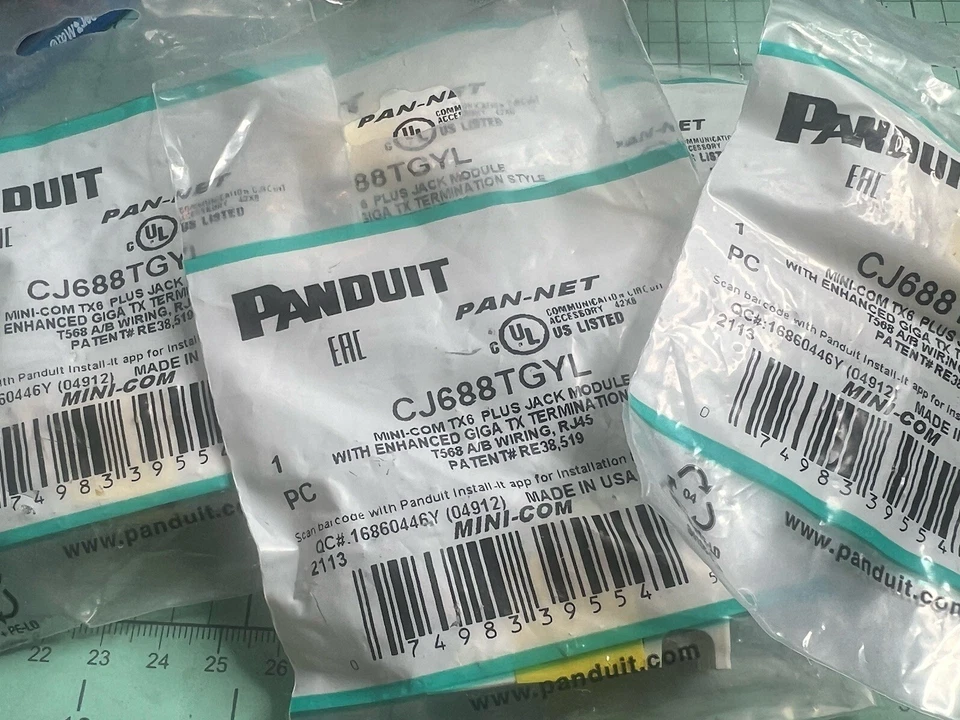 Panduit CJ688TGYL Ethernet Jack Module - Yellow (5pcs) - Image 1 of 1