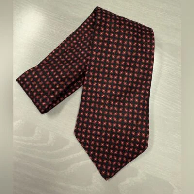 Brooks Brothers Makers 男式全丝绸手工制作美国红色和黑色领带 — 第 1/4 张图片