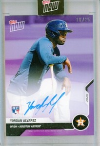 2020 Topps Now Road to Opening Day YORDAN ALVAREZ RC Auto Autograph Purple 18/25