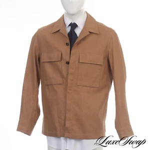 LNWOT RECENTE $1,7K Ermenegildo Zegna Oasi lino marrone 2 pezzi sovracamicia shacket L - Foto 1 di 7