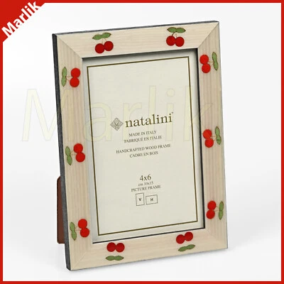 Natalini Handmade Italian Frame 4x6" ( 10x15 cm ) Ivory/Red, Cherry Pattern, NEW - Image 1 of 3