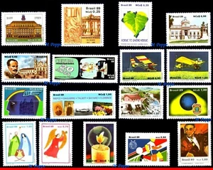 BRAZIL 1989 - LOT WITH 17 STAMPS OF THE YEAR - SCOTT VALUE $ 4.50, ALL MNH - Picture 1 of 1