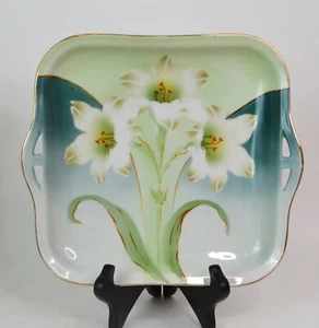 Antique Silesia CT Altwasser German Hand Painted Double Handled Cake Plate - Bild 1 von 10