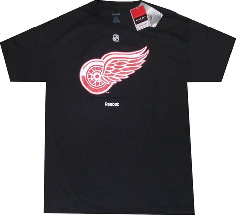 Detroit Red Wings Reebok Primary Logo Mens Black T Shirt New tags Cover