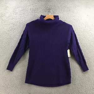 St Johns Bay Sweater Womens PM Purple Turtleneck Long Sleeve Pullover Casual NEW - Picture 1 of 15
