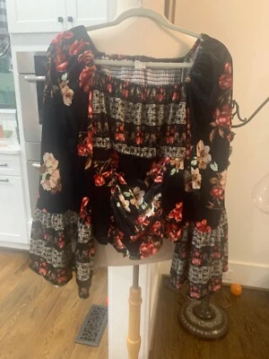 Top Venus Damas Floral Terciopelo Ultra-Campana-Manga-HERMOSO-Talla L Foto 1 de 4