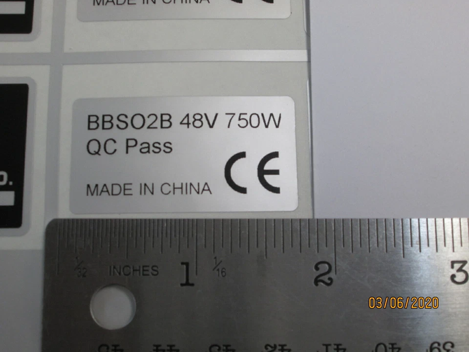 1Pcs BAFANG BBS02B BBSHD 48V 750W Mid Drive Motor Stickers Legal For eBike Label - Image 1 of 1