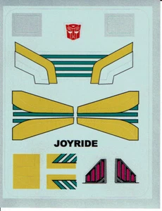 ETIQUETAS/PEGATINAS DE REPRODUCCIÓN/PEGATINAS TRANSFORMERS GENERACIÓN 1, G1 AUTOBOT JOYRIDE - Imagen 1 de 1