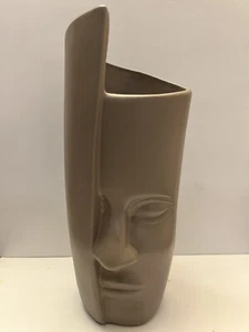 Große 14 Zoll Kopfblumen Vase nordischer Stil Keramik beige Farbe Blumentopf - Bild 1 von 2