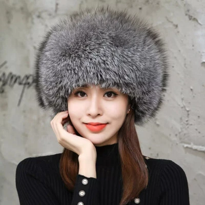 Женская зимняя шапка из натурального лисьего меха русская ушанка казачья монгольская шляпа трапперская шляпа - Изображение 1 из 4