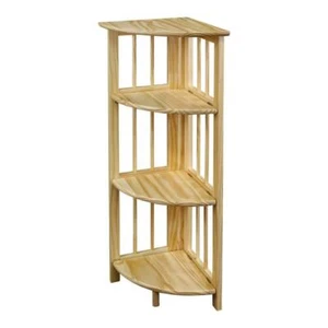 Casual Home Corner Bookcase 38.75" Natural Wood 4-Shelf Compact Storage Display - Picture 1 of 8