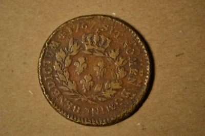 1767-A French Colonies Sou-  Double Struck-  Very Fine.  Nice Early Error Coin! - Image 1 of 4