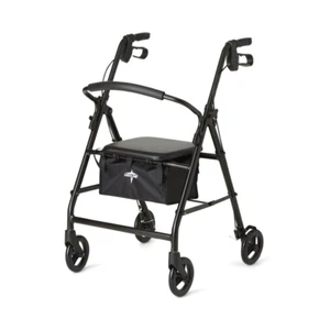 4 Wheel Rollator Rolling Walker Padded Seat Storage Basket Hand Brake 300 Black - Picture 1 of 12