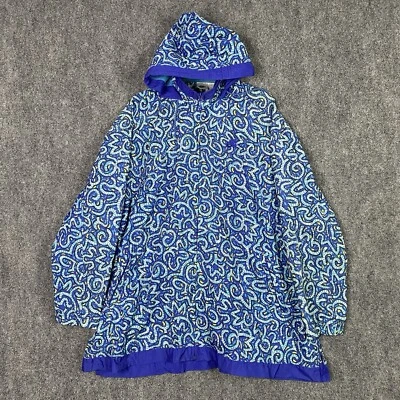 Vintage Nike Womens Large L Windbreaker Jacket Blue Floral Full Zip Hooded 90s Foto 1 de 4