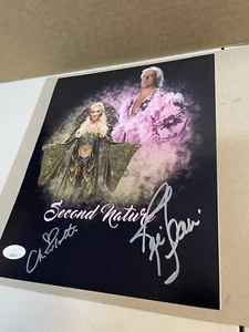 WWF/WWE/WCW RIC FLAIR CHARLOTTE FLAIR DUAL SIGNED AUTO 8x10 PHOTO JSA COA NATURE - Picture 1 of 1