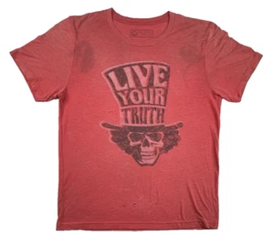 Live Your Truth Skull Graphic T Shirt Mens L Red Human Unlimited Thrashed - Picture 1 of 9