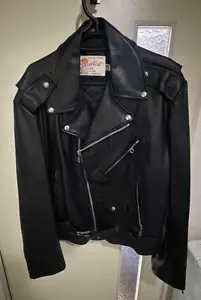 Excelled Double Riders Jacket Genuine Leather Men Size 42 Black Made In USA - Picture 1 of 4