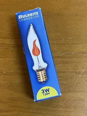 Bulbrite Chandelier Base, 3 Watt, 130 Volt Bulb Flicker Bulb Flame Tip Light - Image 1 of 4