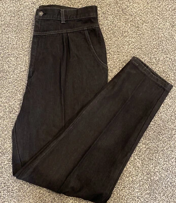 Vintage 80s Levi’s Misses Black High Waisted Pleated White Tab Sz 18 Made In USA - Image 1 of 4