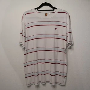 T-shirt vintage Hang Ten logo motivo a mano bianca safari azteco colorblock a righe M - Foto 1 di 15