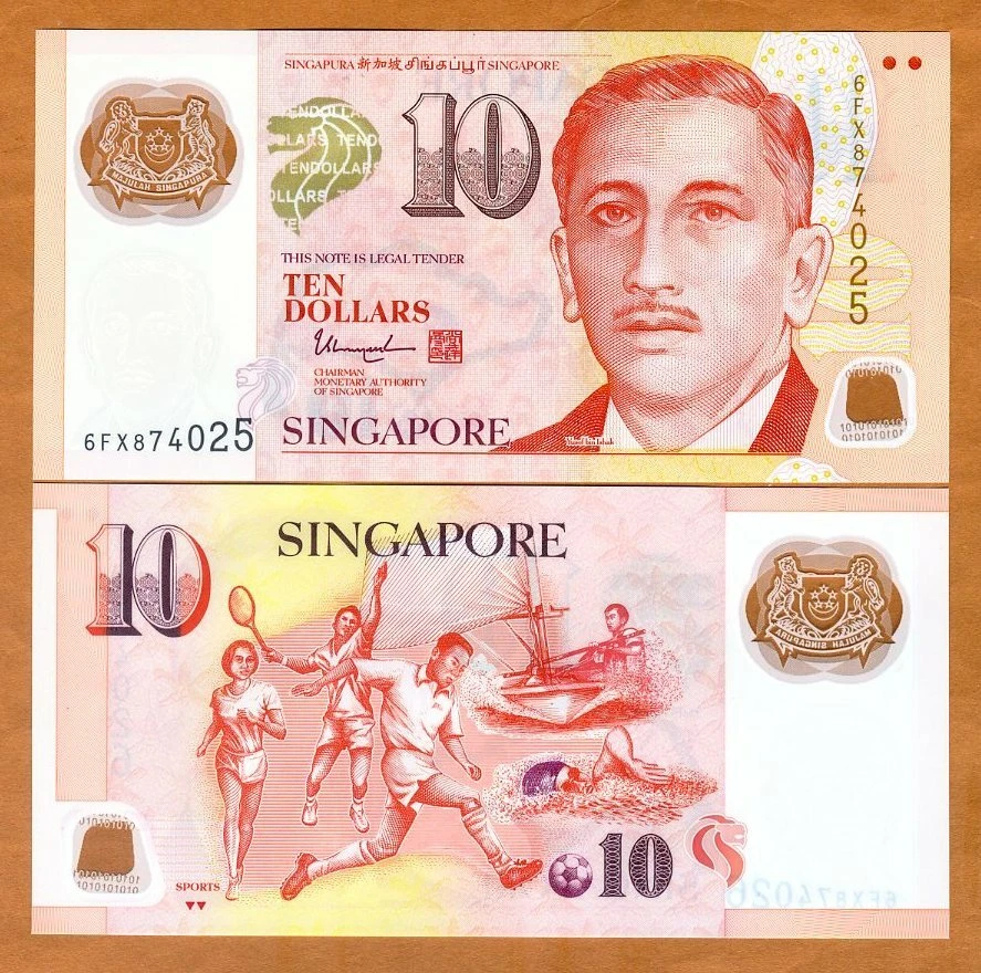 Singapore, 10 Dollars ND (2020) Polymer P-48n UNC Two Inverted Solid Triangles - Image 1 of 1