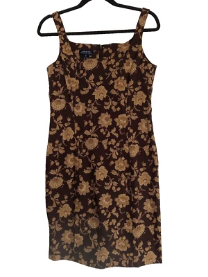 Jones New York 8 码棕色花卉印花连衣裙 状况完好 — 第 1/4 张图片