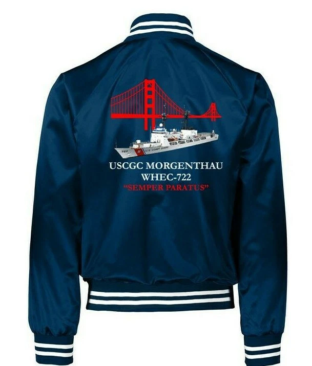 USCGC MORGENTHAU WHEC-722 COAST GUARD VINYL PRINT/BACK ONLY 1-SIDED SATIN JACKET - Image 1 of 1