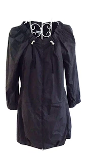 VERONIKA MAINE Black Cotton Nylon Blend Zip Up Drawstring Neckline Jacket-size 8 - Picture 1 of 10