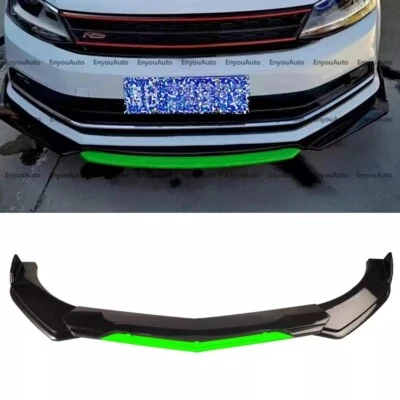 For Volkswagen Jetta Front Bumper Lip Spoiler Splitter Gloss Black Green - Image 1 of 4
