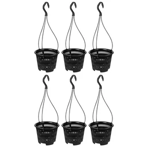 6 Set Black Hanging Planter Pots Plastic Orchid Flowerpot for Home Decor - Picture 1 of 12