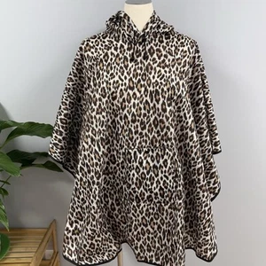 Chicos Packable Hooded Rain Poncho OS One Size Leopard Cheetah Print Travel - Picture 1 of 10