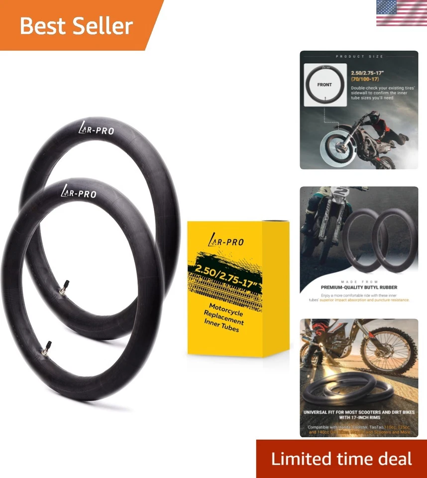 2-Pack -17”（70/100-17） Motorcycle Inner Tubes - Compatible with Honda, Coolst... Foto 1 de 4