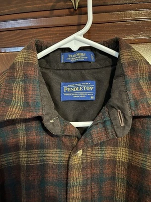 Pendleton Trail Shirt Plaid Button Down USA Virgin Wool Rust Mustard Green Men M - Image 1 of 3