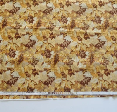 Hojas de otoño 100 % tela de algodón 2 yardas amarillo acolchado manualidades Acción de Gracias Foto 1 de 4