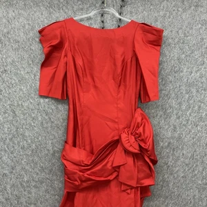 Alfred Angelo Dance Allure Vintage 80s Satin Prom Dress Womens S Red Bow Hoco - Picture 1 of 11