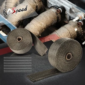 Titanium 30FT 2" Exhaust Header Turbo Manifold Piping Heat Wrap +10 Steel Ties - Picture 1 of 8