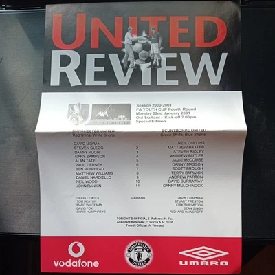 2000/2001 FA Youth Cup 4th Rd 22/1/2001 Manchester United v Scunthorpe United - Image 1 of 2