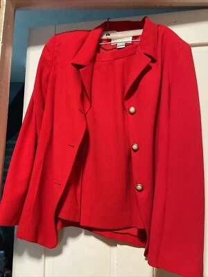 Conjunto de traje para mujer Liz Claiborne talla 10P traje chaqueta y falda rojo poliéster Foto 1 de 4