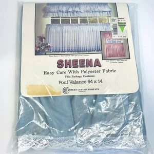 Vintage Sheena Pouf Valance Blue Curtains NOS Cottage Core Shabby Chic 64" x 14" - Picture 1 of 7