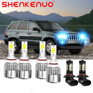 8000K LED Headlight for Jeep Grand Cherokee 03-2010 Hi Low Beam Fog Bulbs Combo - Picture 1 of 19