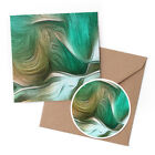 1 x Greeting Card & 10cm Sticker Set - Abstract Green Tint Paint Art #21097