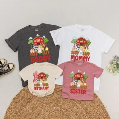 Camiseta Personalizada Granja Cumpleaños Familia, Tema Granja Primer Cumpleaños Camisas Foto 1 de 4