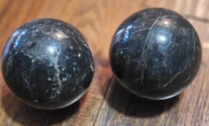 2pc Large 4" Granite Onyx Marble Sphere Ball Black -White & Gray Spots Heavy 3lb - Picture 1 of 4