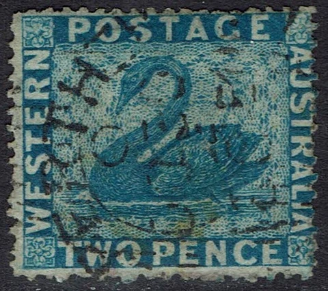WESTERN AUSTRALIA 1861 SWAN 2D INTERMEDIATE PERF 14 - 16 USED Cover