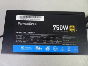 POWERSPEC PSX 750GSM 750W 80 PLUS GOLD POWER SUPPLY - Afbeelding 1 van 10