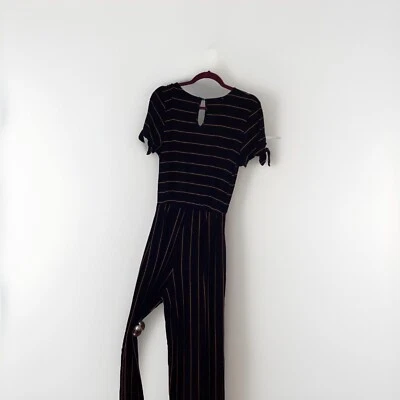 Maurices Size Medium Navy Blue/Brown Jumpsuit One Piece Knit Stretch Comfort - Image 1 of 4