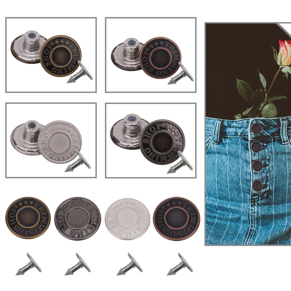 14-25mm Jeans Knöpfe Denim Ersatz Mit Zurück Nadeln DIY Leder Jacken Rock - Bild 1 von 1