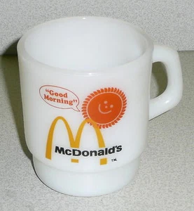 Vintage McDonalds FIRE KING COFFEE MUG Milk Glass Nice Condition - Picture 1 of 4