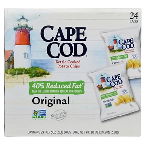 Cape Cod Kettle Cooked Potato Chips, Original, 0.75 Oz, 24-Count - Picture 1 of 2